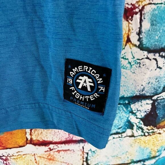 American Fighter Short Sleeve Graphic Tee T-Shirt Blue Orange Size Medium - Picture 5 of 5